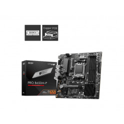 MSI PRO B650M-P, Socket AM5, 15Phases, AMD B650, Dual 4xDDR5-7200, APU AMD graphics, VGA, HDMI, DP, 1xPCIe4.0 X16, 6xSATA3, RAID, 2xM.2PCIe 4.0, 2xPCIeX1, ALC897 HDA, 1x2.5GbE LAN, 1xUSB-C 3.2Gen2, 2xUSB 3.2 Gen2, 4xUSB3.2, RGB Mystic Light, mATX