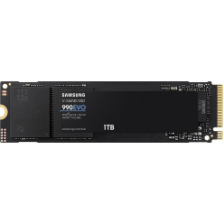 M.2 NVMe SSD 1.0TB  Samsung SSD 990 EVO, Interface: PCIe4.0 x4 / 5.0 x2, NVMe 2.0, M2 Type 2280 form factor, Seq. Read: 5000 MB/s, Seq. Write: 4200 MB/s, Max Random 4k: Read /Write: 680,000/800,000 IOPS, Samsung in-house Controller, AES 256-bit Encryption