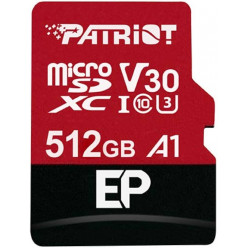 512GB microSD Class10 UHS-I A1 (V30) + SD adapter  Patriot EP Series microSD, Read: 90Mb/s, Write: 80Mb/s