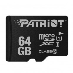 64GB microSD Class10 U1 UHS-I + SD adapter  Patriot LX Series microSD, Up to 80MB/s