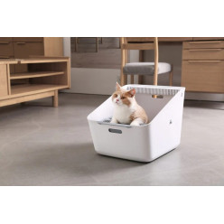 Petkit Pura Cat Litter Box, semi-open low-level entrance litter tray, built-in odour eliminator, 507*374*350mm, white