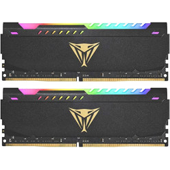 16GB (Kit of 2x8GB) RGB DDR4-3600  VIPER (by Patriot) STEEL Performance RGB Sync, Dual-Channel Kit, PC28800, CL20, 1.35V, Custom Design Aluminum HeatShiled, 5 Customizable Lightning Zones, Intel XMP 2.0 Support, Black w/ Golden Viper Logo