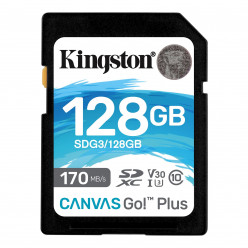 128GB SD Class10 UHS-I U3 (V30)  Kingston Canvas Go! Plus, Read: 170MB/s, Write: 70MB/s, Ideal for DSLRs/Drones/Action cameras