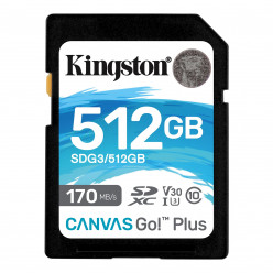 512GB SD Class10 UHS-I U3 (V30)  Kingston Canvas Go! Plus, Read: 170MB/s, Write: 70MB/s, Ideal for DSLRs/Drones/Action cameras