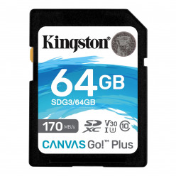 64GB SD Class10 UHS-I U3 (V30)  Kingston Canvas Go! Plus, Read: 170MB/s, Write: 70MB/s, Ideal for DSLRs/Drones/Action cameras