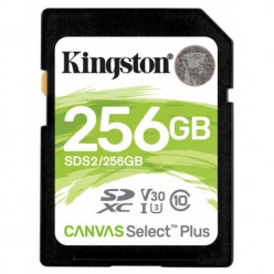 256GB SD Class10 UHS-I U1 (V10)  Kingston Canvas Select Plus, Read: 100MB/s. Write: 85MB/s