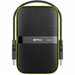 2.5- External HDD 1.0TB (USB3.1)  Silicon Power Armor A60, Black/Green, Rubber + Plastic, Military-Grade Protection MIL-STD 810G, IPX4 waterproof, Advanced internal suspension system keeps the hard drive safe from drops and bumps