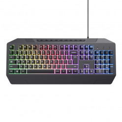 Trust Gaming GXT 836 EVOCX Illuminated Keyboard, rainbow wave RGB and soft-touch keys, 25 Key Anti-Ghosting, 12 direct access media keys, USB, US, Black