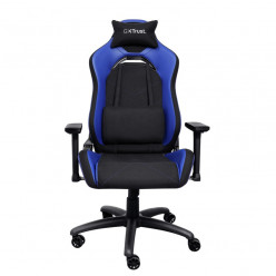 Trust Gaming Chair GXT 714B Ruya - Black/Blue, breathable fabric/PU leather on the sides, 3D armrests, Class 4 gas lift, 90°-180° adjustable backrest, Strong and robust metal base frame, Including removable and adjustable lumbar and neck cushion, Durable 