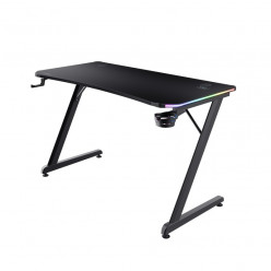 Trust Gaming RGB Desk GXT 709 LUMINUS,120x60cm, FSC®-certified wood with anti-scratch top layer with carbon look, edge-integrated RGB LED lighting, on-desk touch controls,  height-adjustable feet, cup holder, headset holder, height 74cm, black