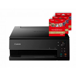 MFD Canon Pixma TS6340a (3774C067) Black + 3*PP-201(5-х5-Glossy 20 pcs.), Colour Print/Scan/Copier/Duplex/Wi-Fi+Cloud Link,  A4, ESAT 15/10 ipm, Print 4800x1200dpi_2pl,Scan 1200x2400dpi, 64-300г/м2, Input: 100 sh-ts,USB 2.0, Display LCD 7.5cm, 5-ink tanks