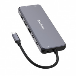 Verbatim 14-in-1 USB-C Pro Multiport Hub CMH-14, 3x USB 3.2-A (Gen 1), 2x USB2.0-A , 1x USB-C PD (100W), 2x HDMI 4K 30Hz/60Hz, 1x VGA, RJ45 Gigabit, 1x SD3.0, 1x microSD3.0, 3.5mm audio, 1x USB 3.2-C (Gen 1), cable 15cm, 125g