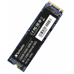 M.2 SATA SSD 256GB  Verbatim Vi560 S3, SATA 6Gb/s, M.2 Type 2280 form factor, Sequential Reads: 560 MB/s, Sequential Writes: 460 MB/s, Max Random 4k: Read: 102,000 IOPS / Write: 80,000 IOPS, Phison Controller, 3D NAND TLC