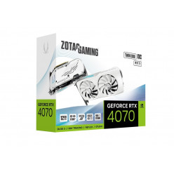 ZOTAC GeForce RTX™ 4070 Twin Edge OC White Edition 12GB GDDR6X, 192bit, 2490/21000Mhz, Ada Lovelace/DLSS3, PCIeX16 4.0, 1xHDMI, 3xDP, Compact 2.2 Slot Footprint, Dual Fan / IceStorm 2.0, Active Fan Control/FREEZE Fan Stop, SPECTRA RGB, Metal Backplate, Su