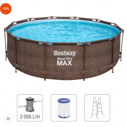 Bestway Бассейн Steel Pro Max ROTANG 366x100cm, 9150Л, метал каркас