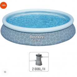 Bestway Надувной бассейн Fast Set с фильтрующим насосом, 396х84 см, 7340 Л