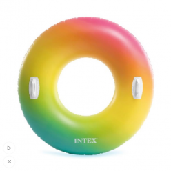 INTEX Надувной круг “Радужное омбре Д 122 см с ручками, до 100кг, 9+