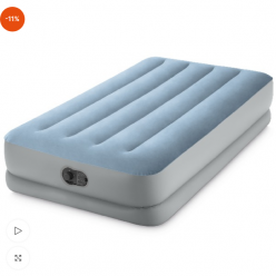 INTEX Надувной матрас “Velur MID-Rise Comfort” 99х191х36 см со встр. насосом USB 5V, до 136 кг