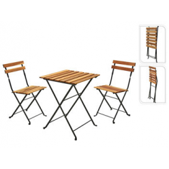 Комплект мебели дерево/металл 3ед: стол 55X54XH71cm и 2 стула 39X44XH79cm 