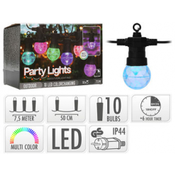 Гирлянда "Party Lights" Progarden 10LED, многоцв., 7.5 м, G50, D5см, с таймером