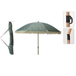 Зонт от солнца, D1.76м с гибкой ножкой, 8 спиц, зелёный, с бахромой, с чехлом