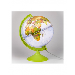 Glob pamintesc, harta fizica+politica a lumii RO, 20cm, cu iluminare