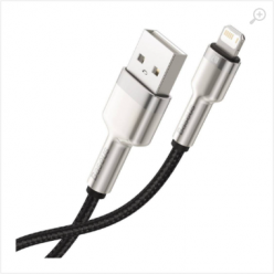 Cable USB - Lightning, 2.4A, 1m, Baseus Cafule Metal Black  CALJK-A01