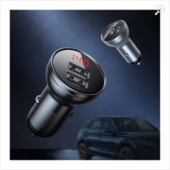 USB Car Charger - Baseus Digital Display, 2xUSB (U + U), 24W, 5V/4.8A, Display, Gray  CCBX-0G