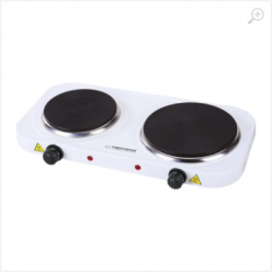 Electric Hot Plate Esperanza YELLOWSTONE EKH007W White, 2500W (1x1500W, 1x1000W), 2 heating plates with a diameter of 18.8 cm and 15.5 cm, External dimensions of the oven: 48 x 23.5 x 7 cm, The length of the power cord: 0.75m, Smooth 5-step power regulati