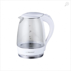 Kettle Esperanza SALTO ANGEL EKK011W  Glass White with LED light, 2200W, 1,7l, concealed heating element, 360° swivel base, auto shut-off after boiling