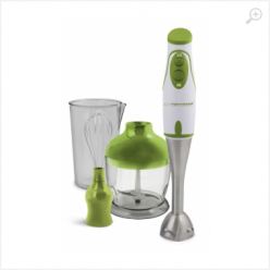 Hand blender Esperanza PESTO EKM003G, Green, 450W, 3 in 1 Chopper, Whisk, Cup of mixing,  Stainless steel knife; Stainless steel removable rod hanger; very quiet engine powered by full copper DC motor 2 speeds; Accessories: cup for mixing , 500 ml; Choppe