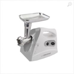 Meat Grinder Esperanza MEATBALL EKM012E 600W stainless steel knife for long time use, metal spiral drive, 3 discs with different diameter holes (2,7mm, 4mm, 8mm), nozzle for making sausages, nozzle for making kebbe, gray