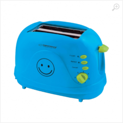 Toster Esperanza SMILEY EKT003B Blue, 750W, 3 in 1, Toasting, Reheating, Defrost frozen bread, Designed to prepare thick and thin toast, Electronic Timer, 7 degrees of toasting intensity, Automatic Pop up function, Auto-centering setting, Easy to clean (p