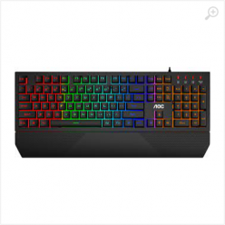 Gaming Keyboard AOC GK200 RGB Membrane Gaming Keyboard (RU), Backlight (RGB), 100% anti-ghosting, USB Hub: 1 x USB, Ultra-portable design, Magnetic Leather Wrist Rest, USB