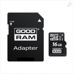 16GB  GoodRAM micro SDHC Class10 UHS-I + SD adapter, Up to: 100MB/s