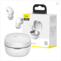 Baseus Encok True Wireless Earphones, White, BT5.0, playback 5h (70% vol), with case 25h, charging time 1.5hr, Type-C,  NGTW240002