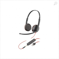 Headset Plantronics Stereo BLACKWIRE C3225 USB-A+jack 3.5mm, Noise-cancelling Microphone, Remote Call Control, Mic. Frequency Response 100 Hz–10 kHz, Output 20 Hz–20 kHz, 32Ohm, Storage Case (209747-101)