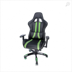 Gaming chair SPACER  SPCH-TRINITY-GRN  Black-Green, Synthetic PU,120 kg max., Adjustable Back Angle 90°- 135°, Armrests ajustable, Pillow-2