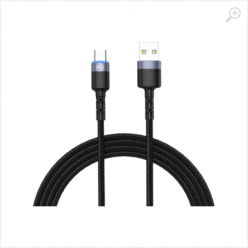 Cable USB - Type-C, cu LED, Nylon, 2m, Tellur Black  TLL155314