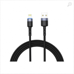 Cable USB - Lightning, cu LED, Nylon, 2m, Tellur Black  TLL155324