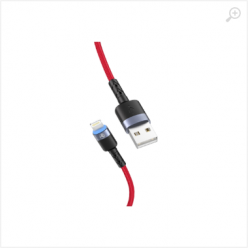 Cable USB - Lightning, cu LED, Nylon, 3A, 1.2m, Tellur Red  TLL155354