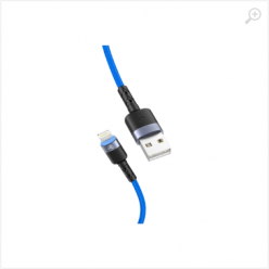 Cable USB - Lightning, cu LED, Nylon, 3A, 1.2m, Tellur Blue  TLL155364