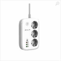 Prelungitor WiFi Tellur Smart, 3 porturi, PD30W, QC18W, 2xUSB 2.4A, 2500W, 10A, 2m TLL331521