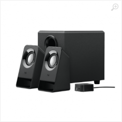 Speakers 2.1  Logitech Z213, 7W (4W + 2x1.5W)  Power and volume controls on wired control pod, bass control on back of subwoofer, Black