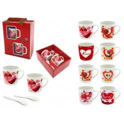 Набор чашек 2шт, 210ml с ложками "Love", подарочная упаковка
