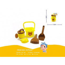 Набор игрушек для песка в ведерке "Медвежонок" 5ед, 18cm