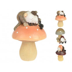 Фигура садовая "Гном на грибе" 12cm