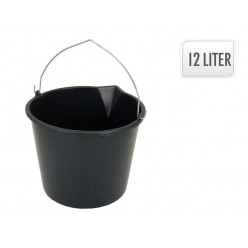 Ведро пластик 12l, ручка металл, черное