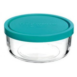 Контейнер с крышкой Frigovere 0.45l, D12cm, стекло, прозрачный/син