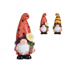 Фигура садовая "Гном с большой шапкой с цветком" 18cm